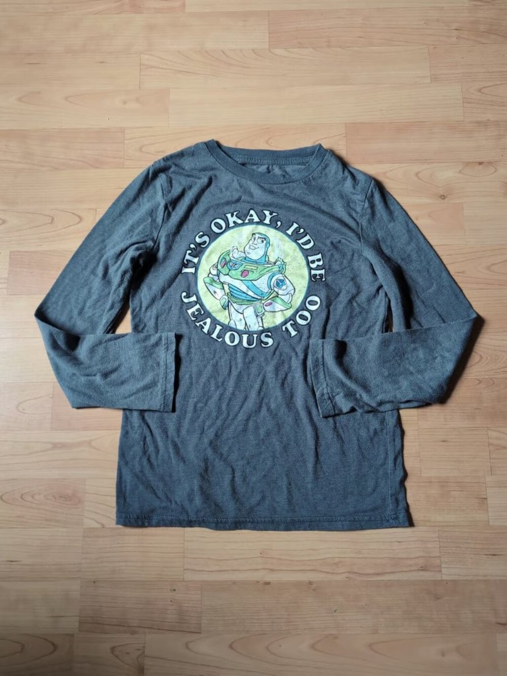 Boys Disney Buzz Lightyear long sleeve gray t-shirt medium